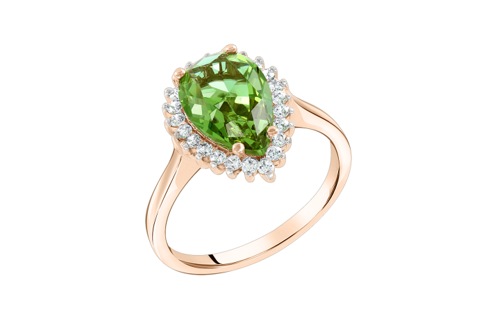 Damenring aus Rotgold 585° mit Sultanit und Zirkonia