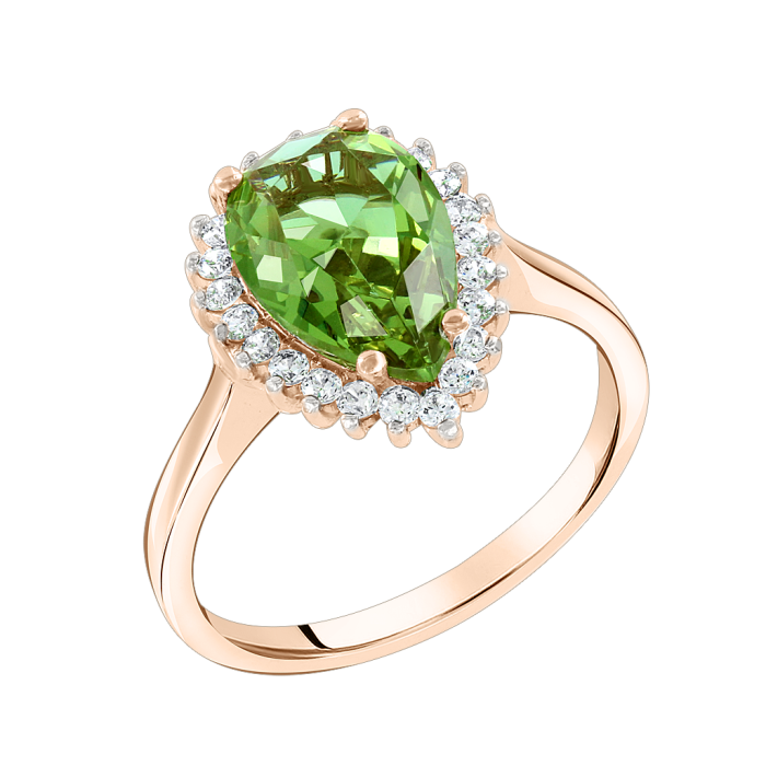 Damenring aus Rotgold 585° mit Sultanit und Zirkonia