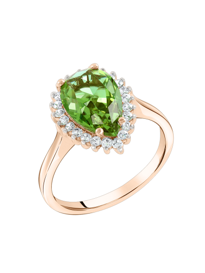 Damenring aus Rotgold 585° mit Sultanit und Zirkonia